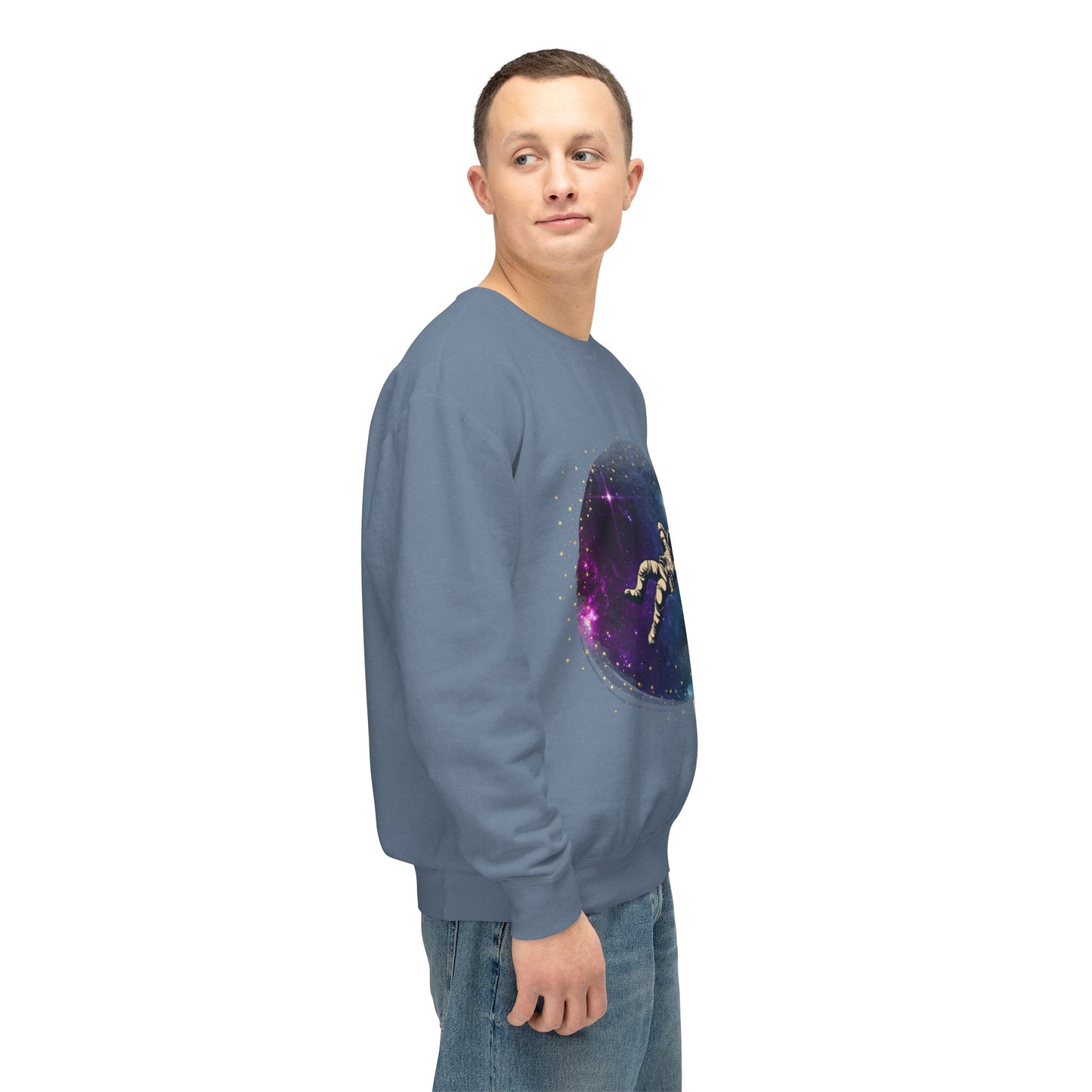 Floating Astronaut Unisex Lightweight Crewneck Sweatshirt