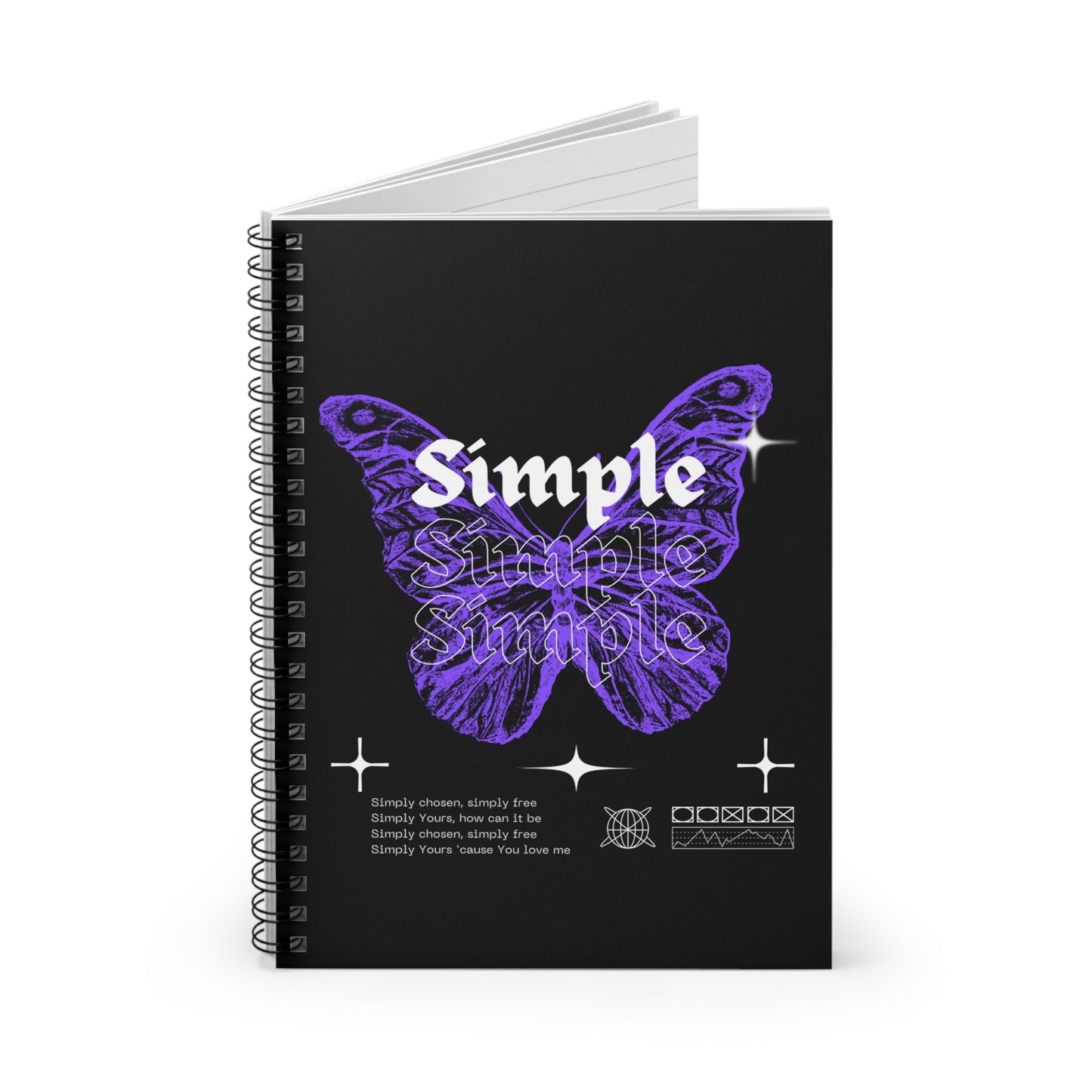 'Simple' Butterfly Spiral Notebook - Ruled Line for Creative Minds