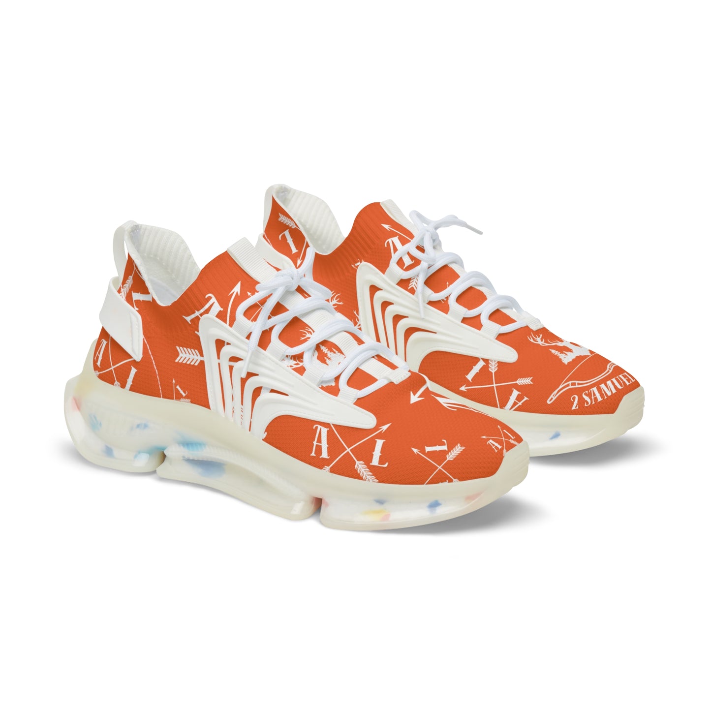 Men's Orange/White Mesh Sneakers 2 Samuel 22:32-35