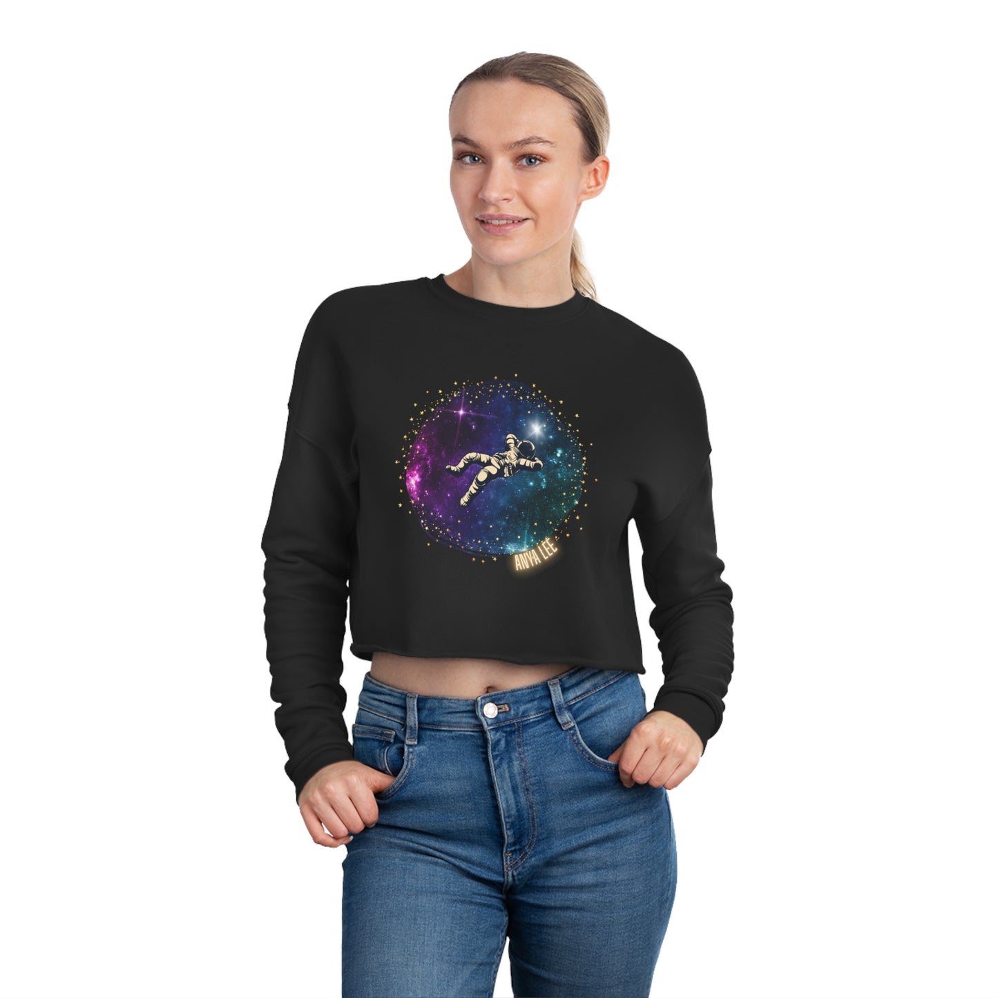 Floating Astronaut Women's Cropped Sweatshirt