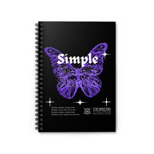 'Simple' Butterfly Spiral Notebook - Ruled Line for Creative Minds