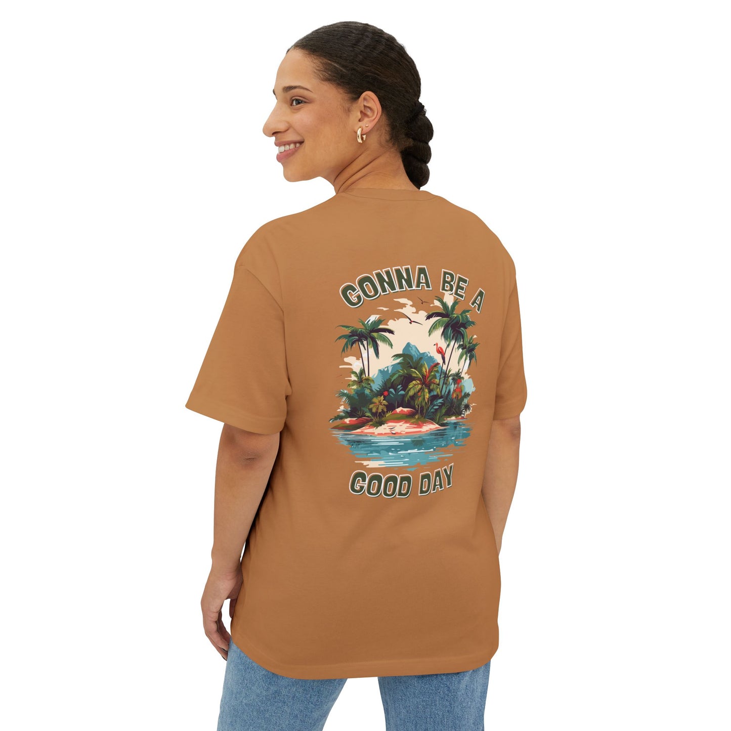 God Made It Tropical Escape Tee | Unisex Oversized Boxy Tee, Relaxed Fit