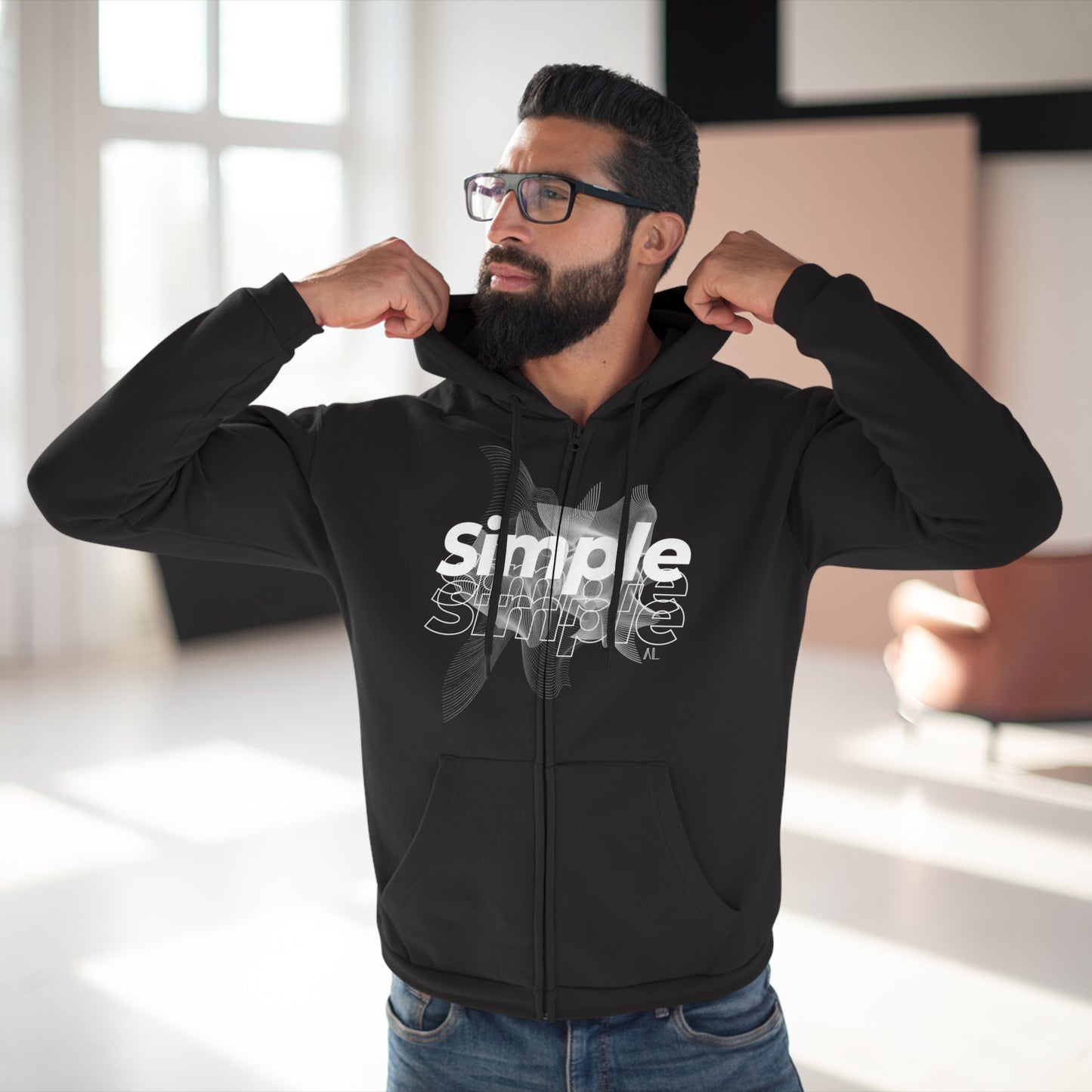 Unisex Zip Simple Hoodie