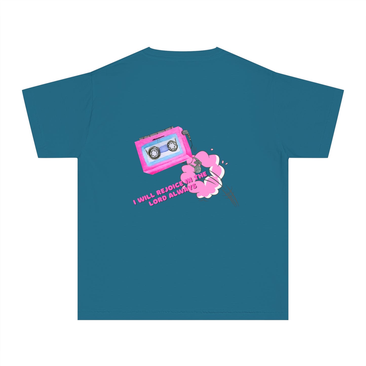 God Made It Youth Tee with Headphones & Cassette Design