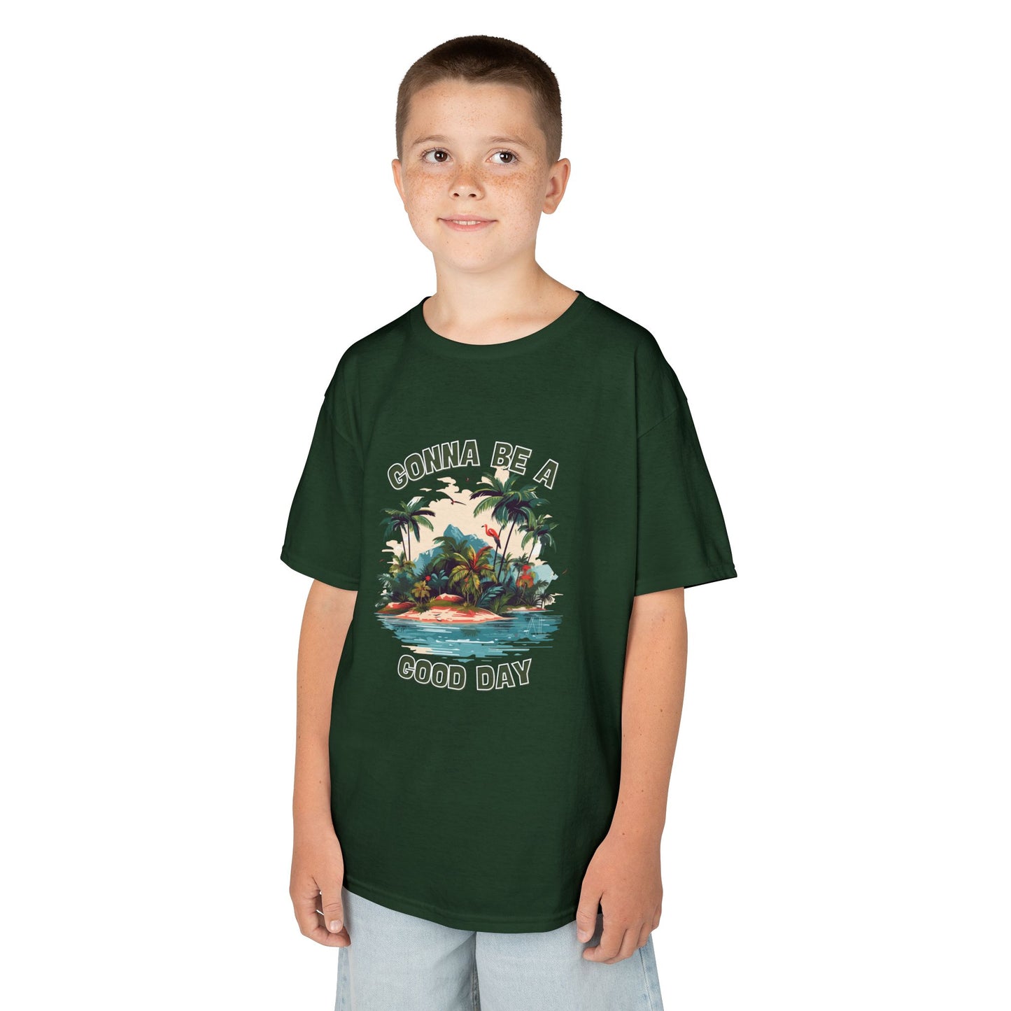 Kids Graphic Tee - "Gonna Be a Good Day" Tropical Paradise T-Shirt