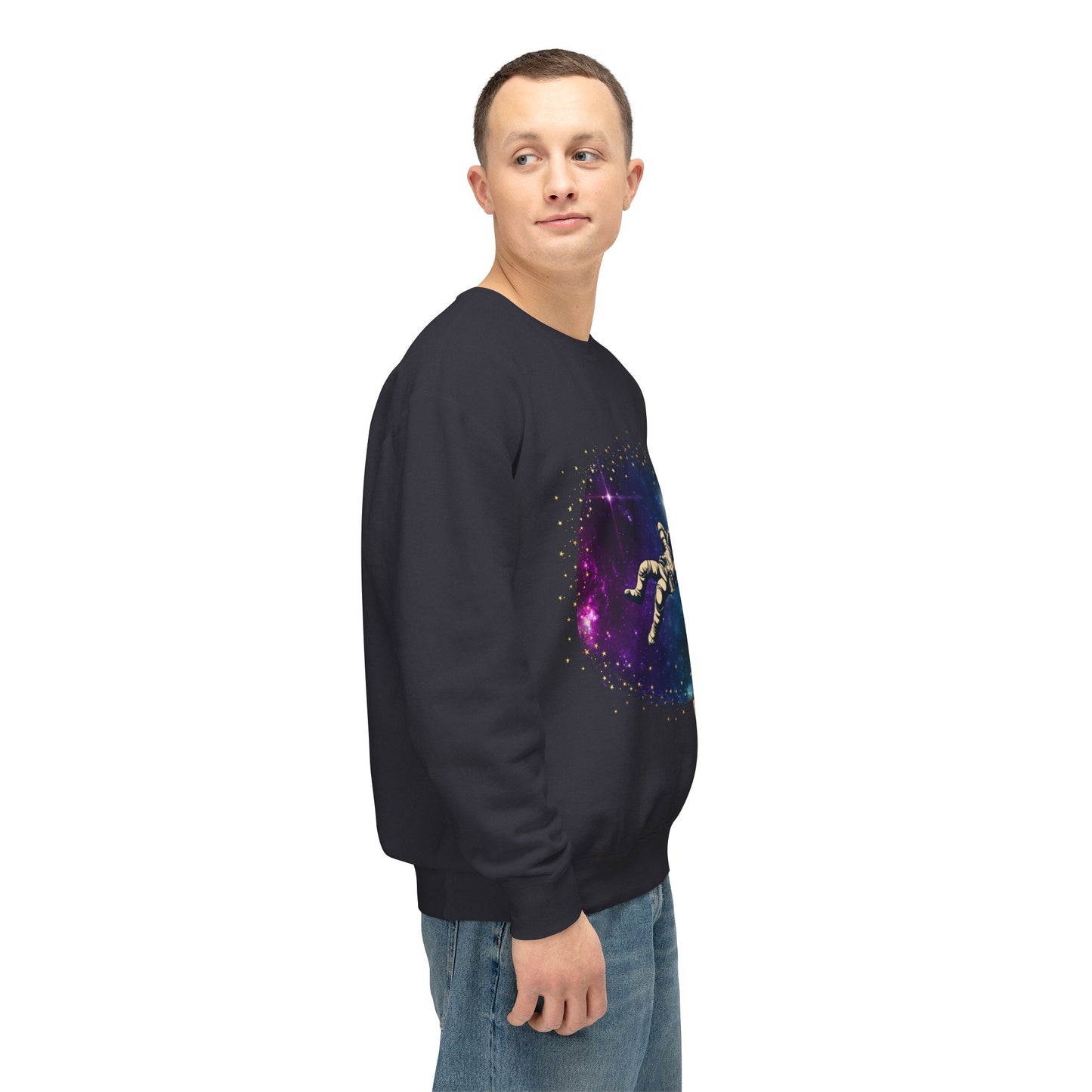 Floating Astronaut Unisex Lightweight Crewneck Sweatshirt