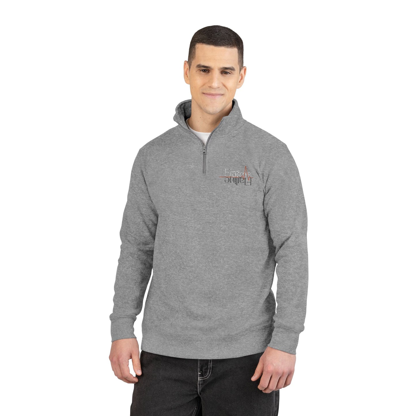 Flatline, Carbon Gray Unisex Embroidered Fleece Pullover