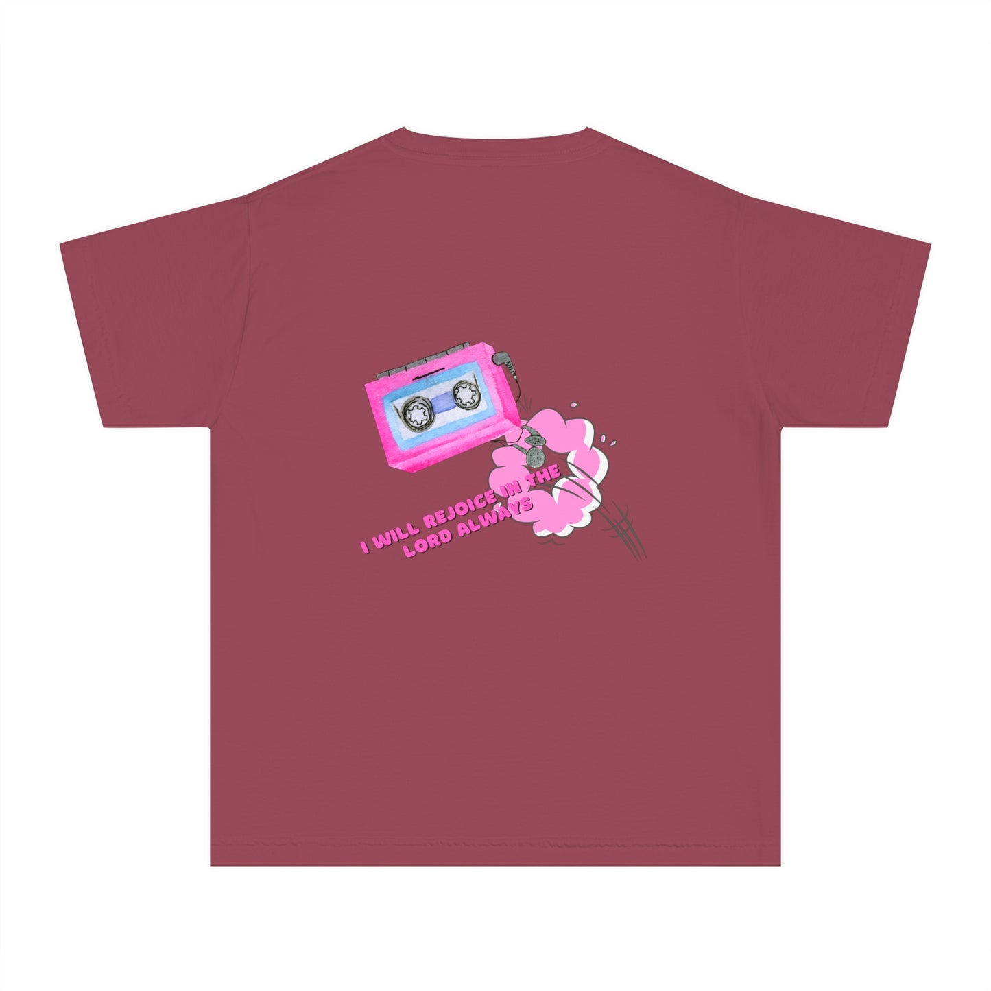 God Made It Youth Tee with Headphones & Cassette Design