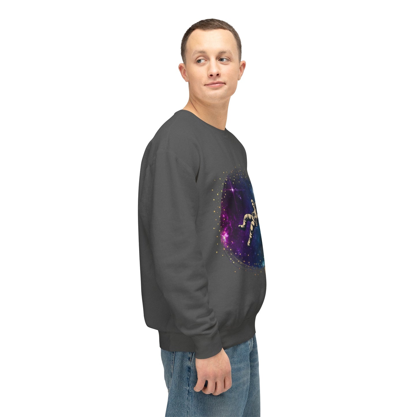 Floating Astronaut Unisex Lightweight Crewneck Sweatshirt