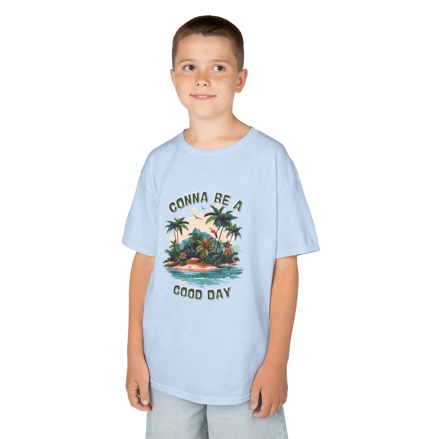 Kids Graphic Tee - "Gonna Be a Good Day" Tropical Paradise T-Shirt