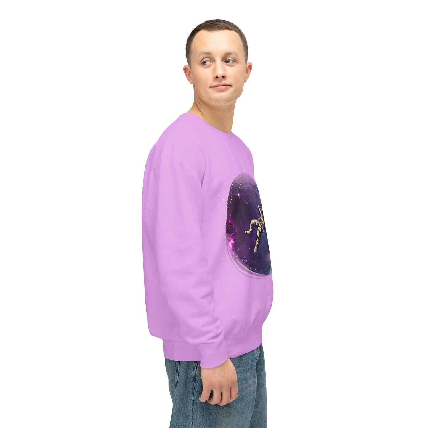 Floating Astronaut Unisex Lightweight Crewneck Sweatshirt