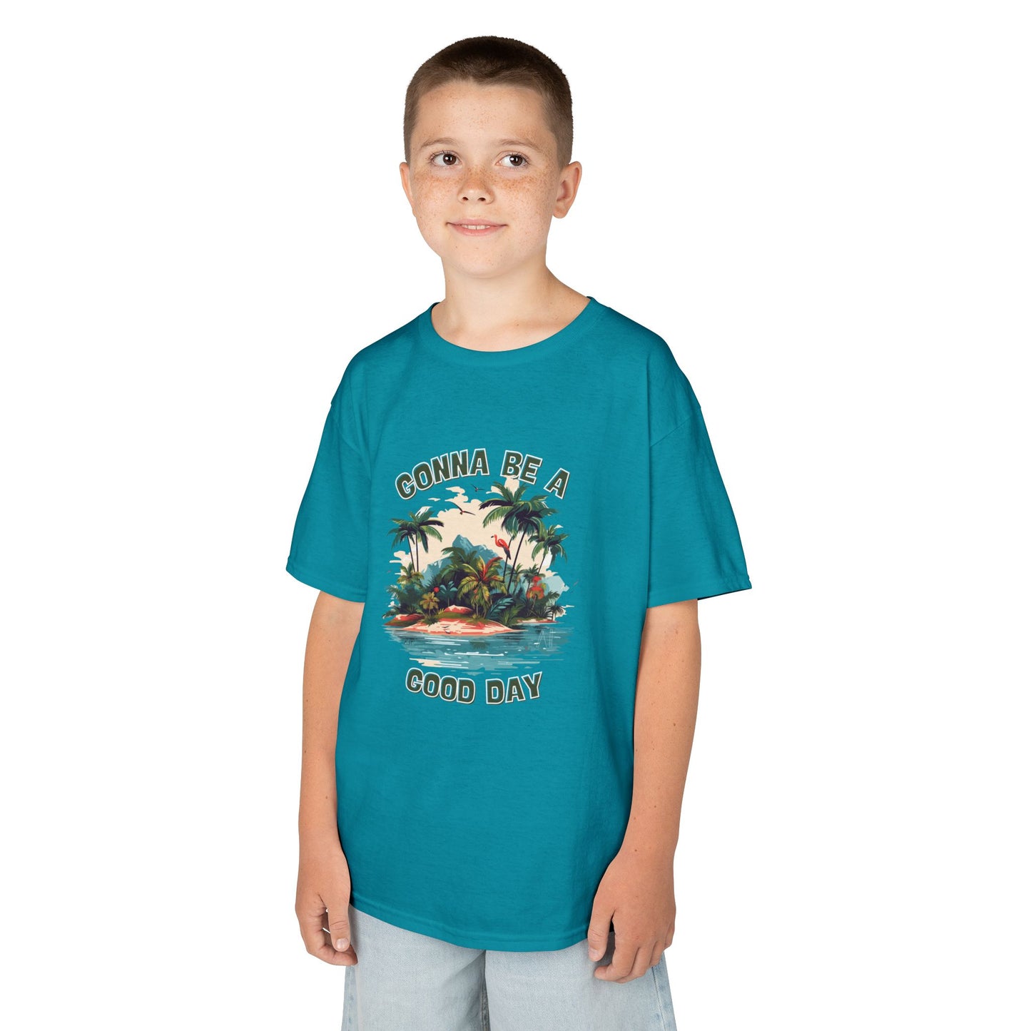 Kids Graphic Tee - "Gonna Be a Good Day" Tropical Paradise T-Shirt