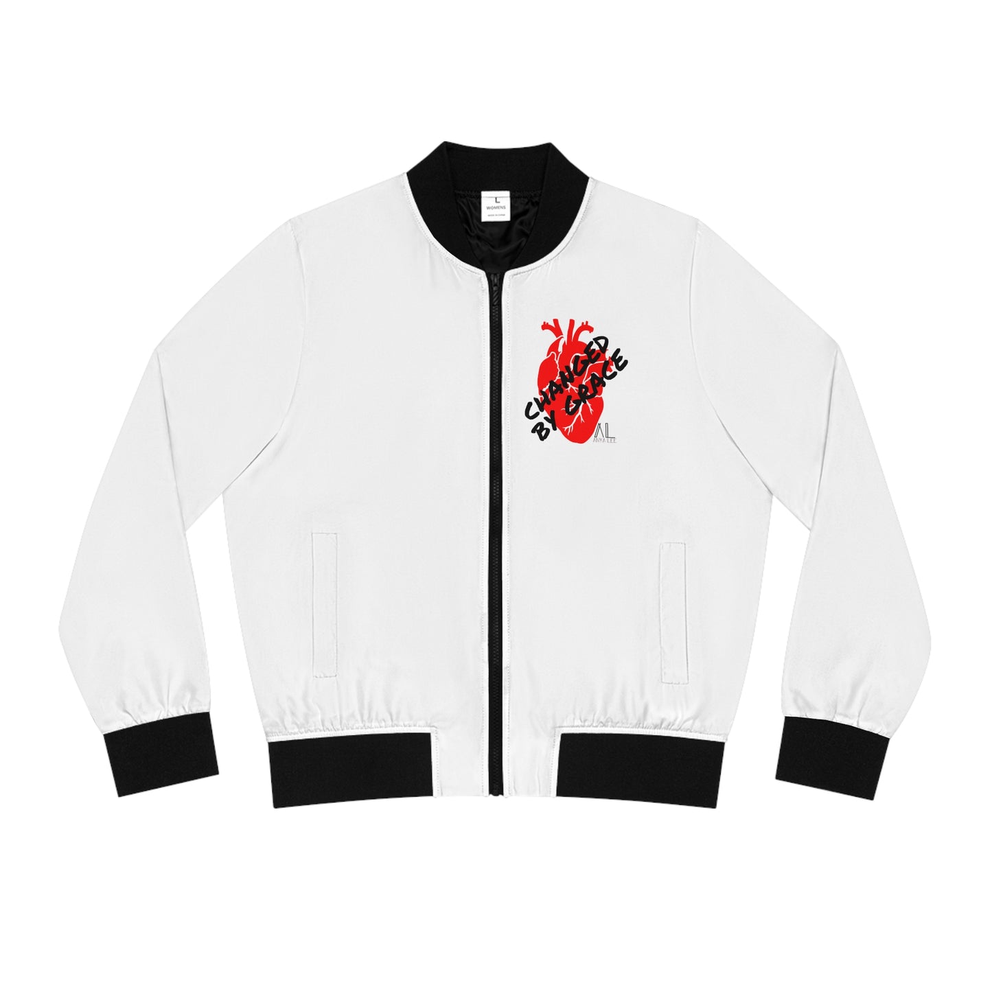 Women's White Bomber Jacket - Changed By Grace