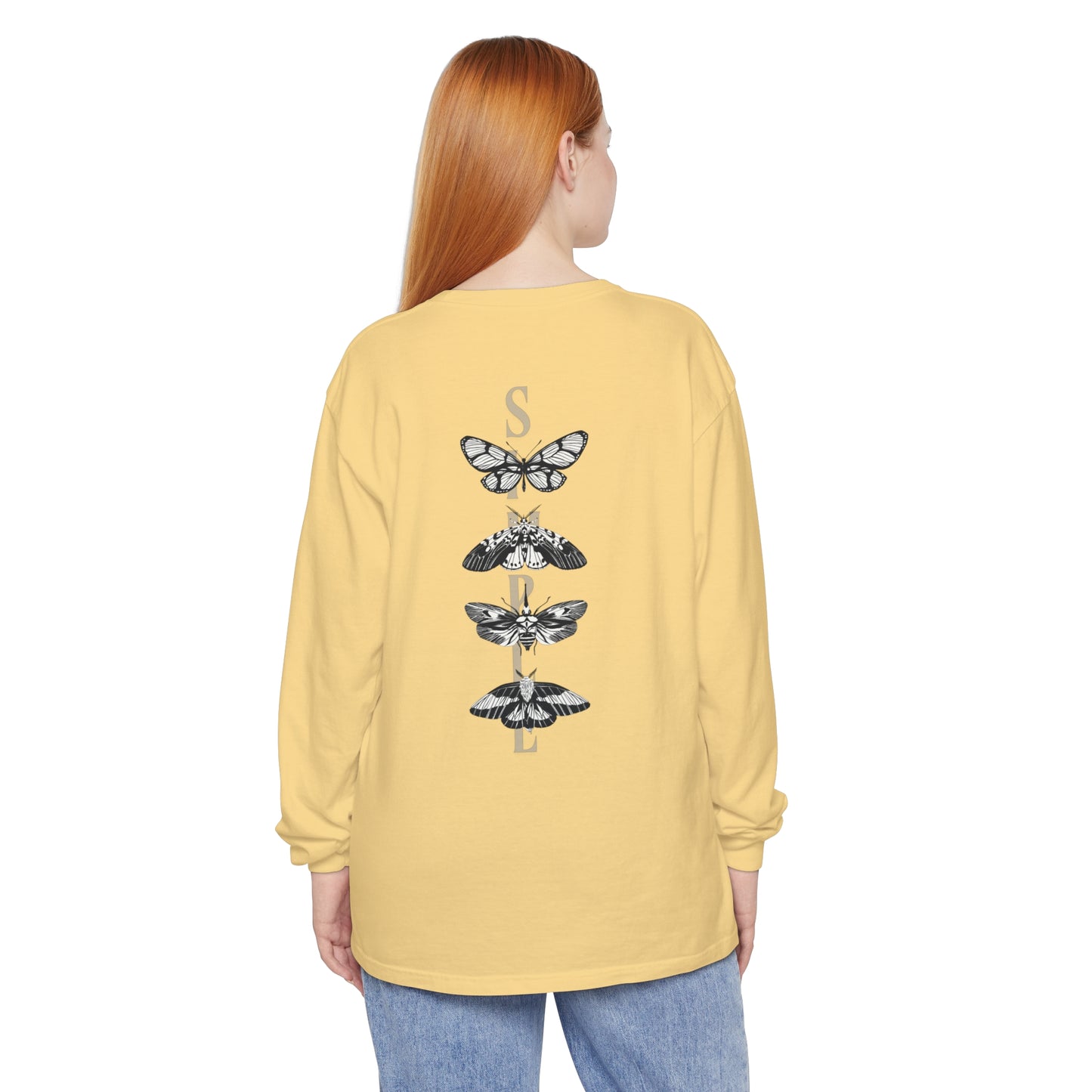 Simple Long Sleeve Butterflies T-Shirt