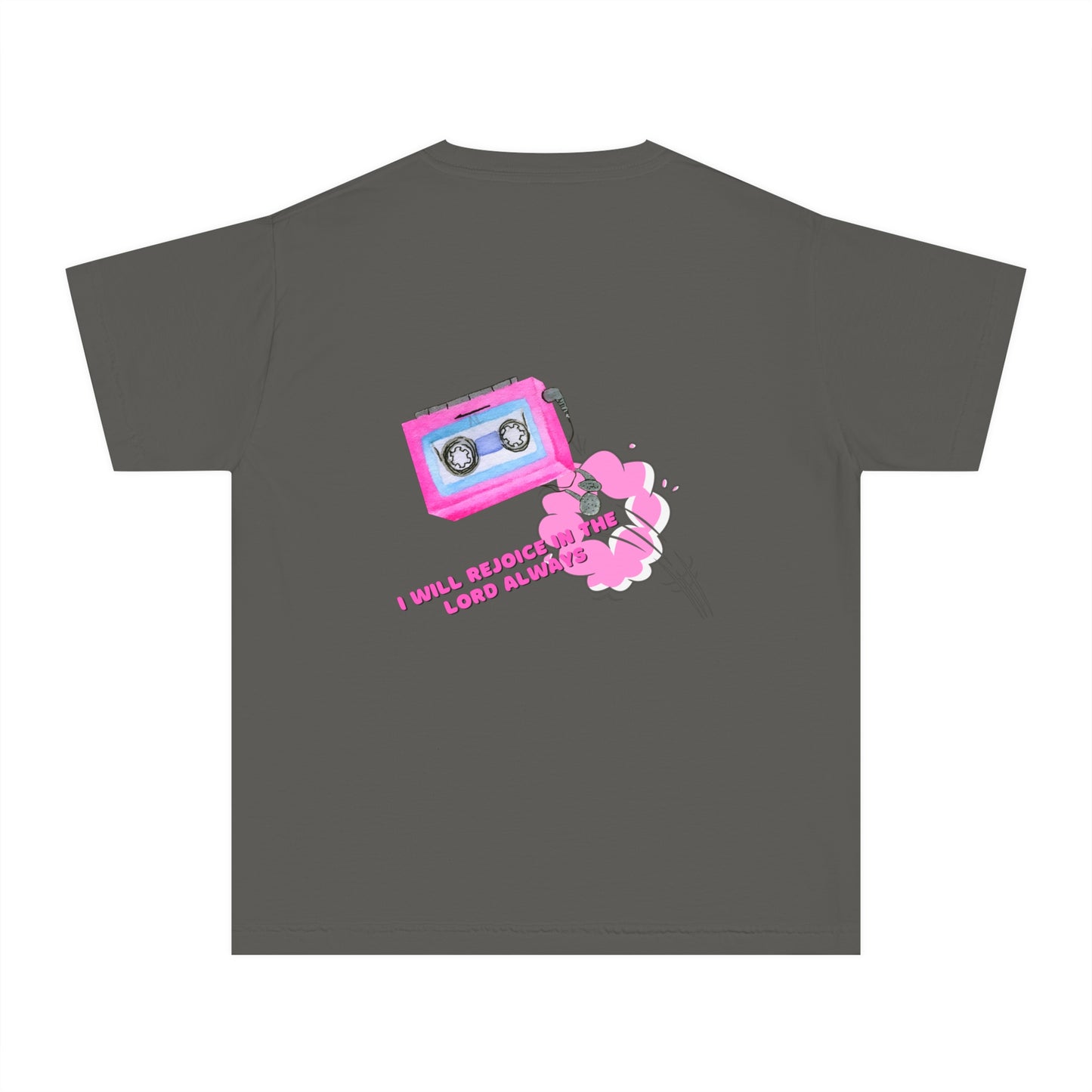 God Made It Youth Tee with Headphones & Cassette Design