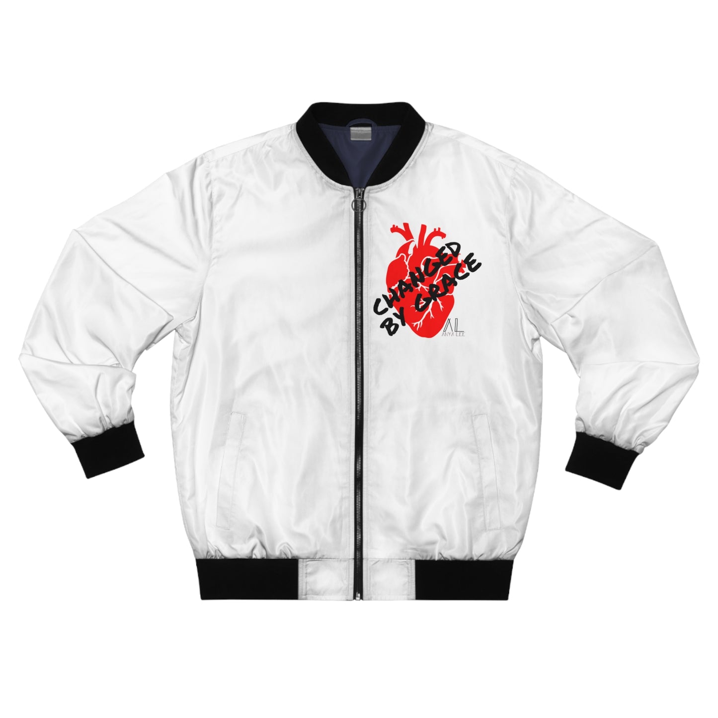 Men's White Bomber Jacket - Changed By Grace