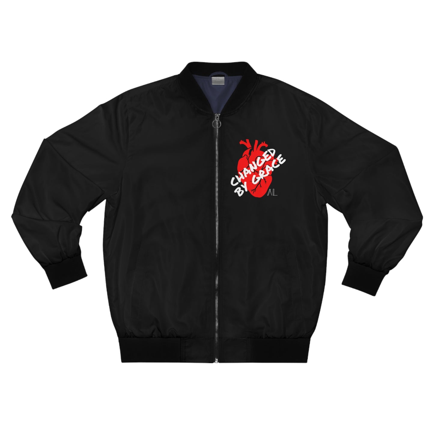 Men's Black Bomber Jacket - Changed By Grace