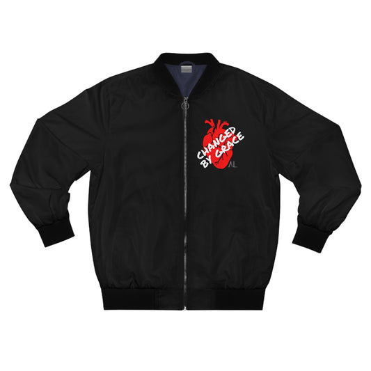 Men's Black Bomber Jacket - Changed By Grace